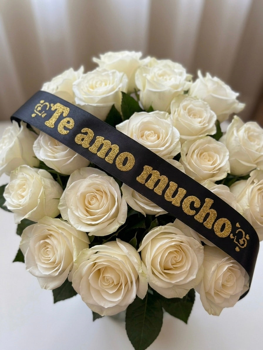 LISTÓN SATINADO DECORADO ("TE AMO MUCHO")