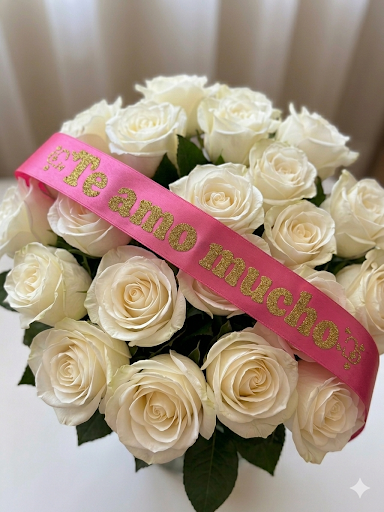 LISTÓN SATINADO DECORADO ("TE AMO MUCHO")